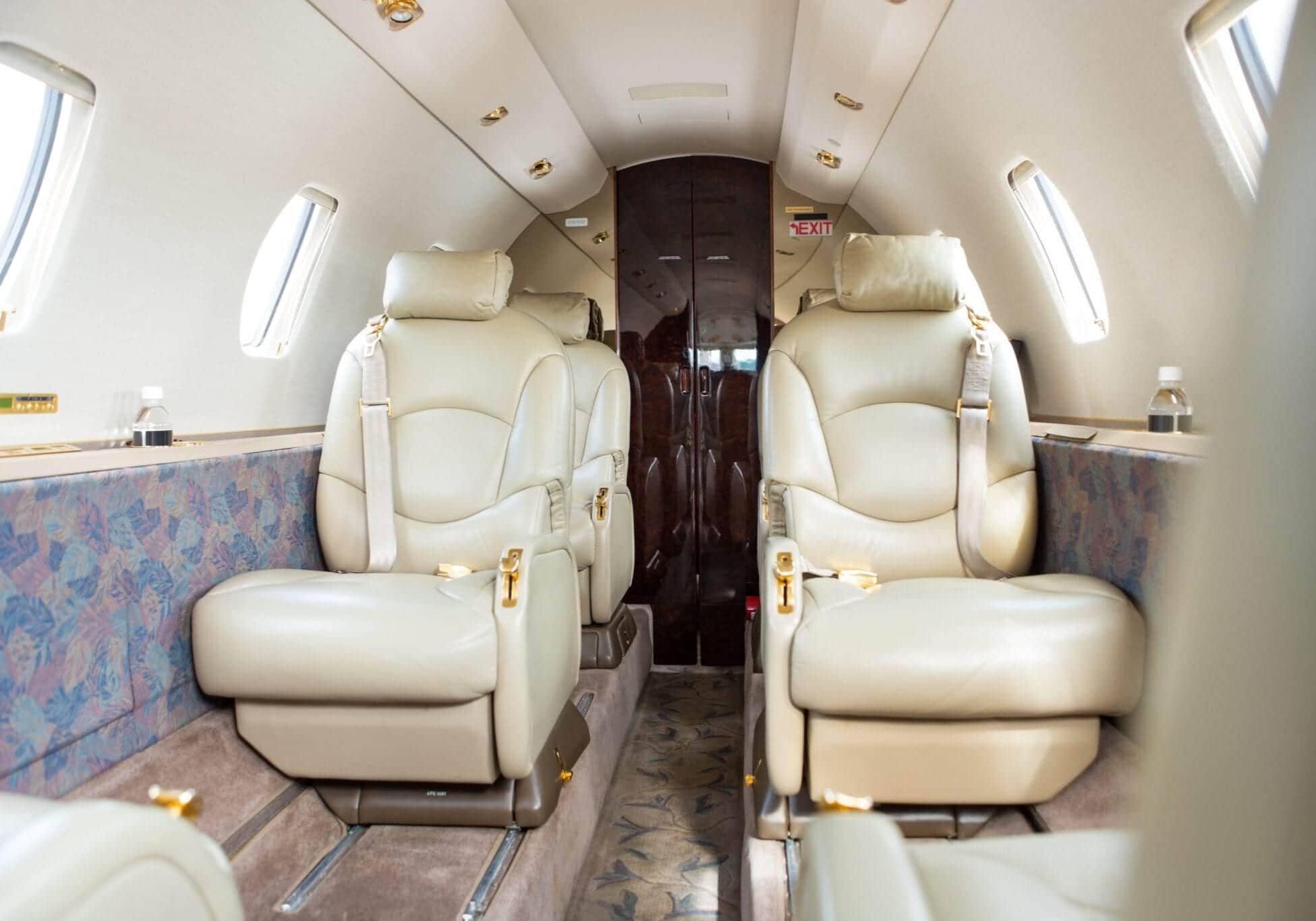 Interior of private business jet